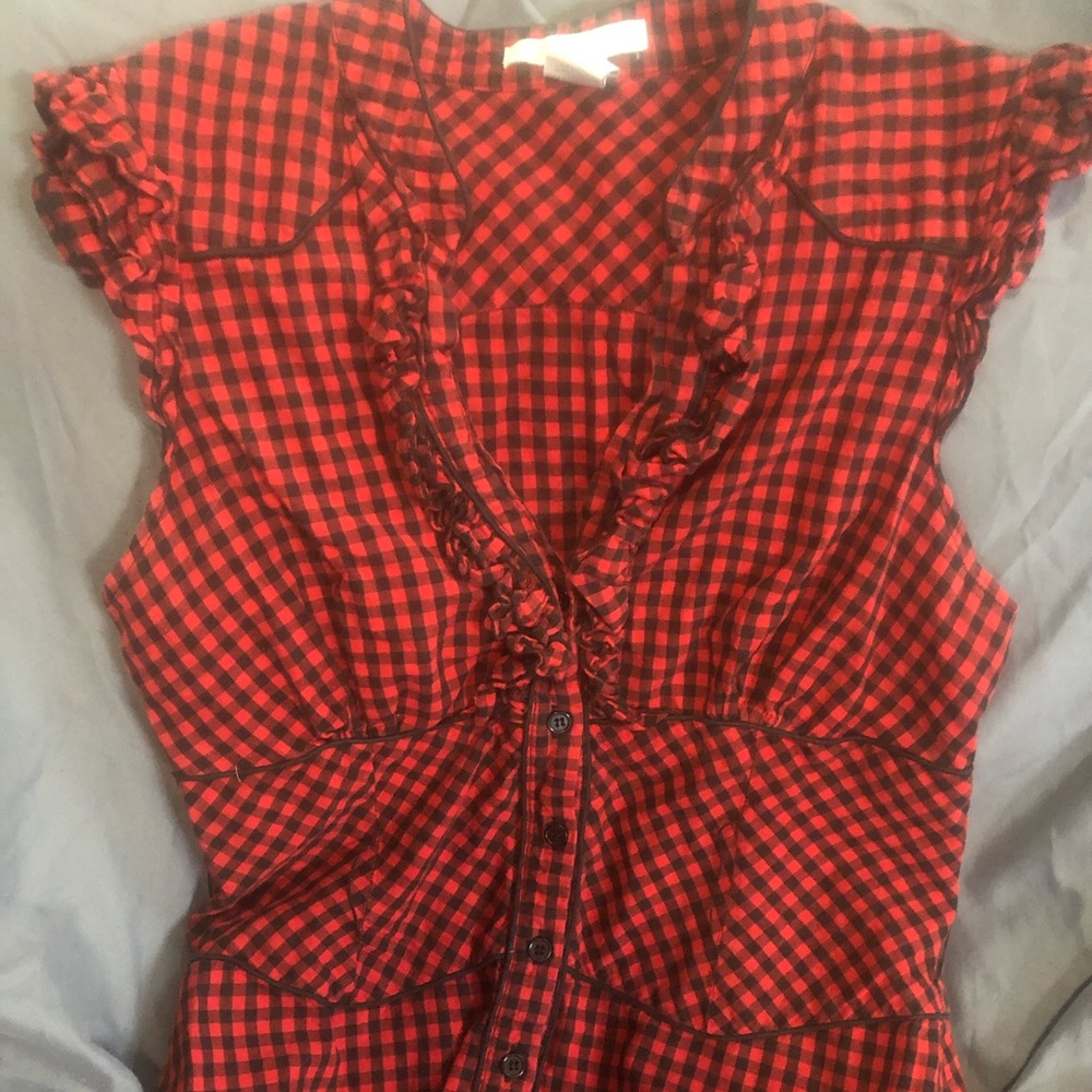 Charlotte Russe red and black plaid shirt